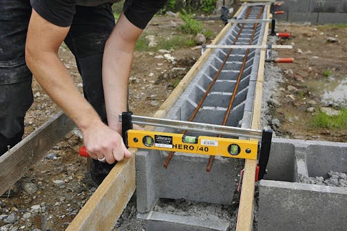 Fundablok: Fundament med fundablokke Fundablok: Fundament med fundablokke